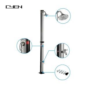 20L Black/Silver Outdoor Garden Solar Shower Doccia Solare Pool Swimming Outdoor Pool Shower