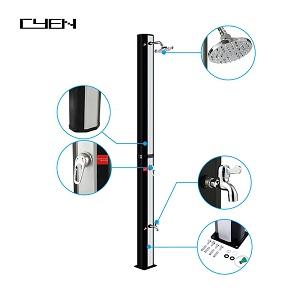 40L Increased Capacity Black and Silver Outdoor Garden Swimming Pool Solar Shower 40L Increased Capacity Black and Silver Outdoor Garden Swimming Pool Solar Shower