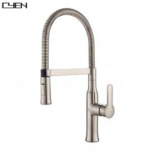 Amazon popular design brush nickel spring long body kitchen faucet
