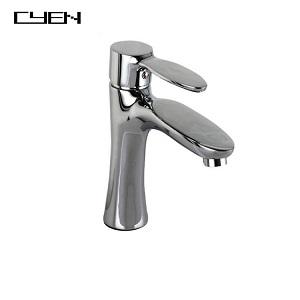 CYEN 2021 Factory Price Chrome Plating Hot and Cold Water Mixer Deck Mounted Single Handle Bathroom Sink Faucet