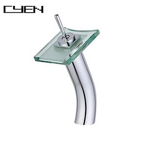 CYEN Chrome Water Temperature Waterfall Glass Bathroom Basin Faucet CYEN Chrome Water Temperature Waterfall Glass Bathroom Basin Faucet