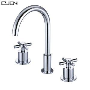 CYEN European Conceal Wall Mounted Black Finish Basin Faucet for Bathroom