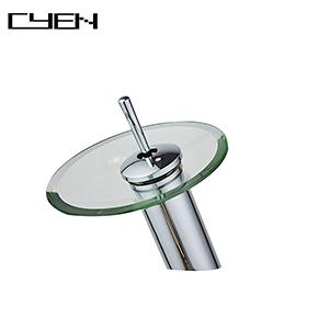 CYEN New Modern LED Glass Bathroom Waterfall Basin Faucet