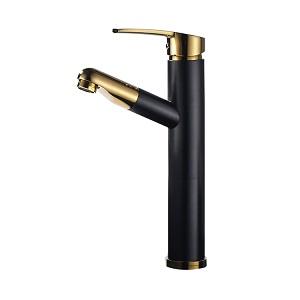CYEN 2021 New Launch Brass Material Black Gold Deck Mounted Zinc alloy Handle Waterfall Bathroom Faucet