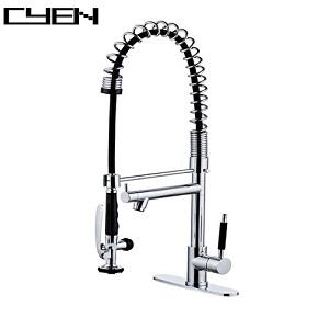 Dual Handle Spring Flexible Hose Brass Pull Out Kitchen Faucet