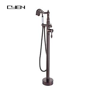 Freestanding Tub Filler Double Handle Purple Clawfoot Bathtub Faucet with Handheld Shower