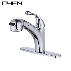 Hot Sale 3 Way Spring Loaded Double Spouts Brass Kitchen Faucet Pull Out With Dual Handle