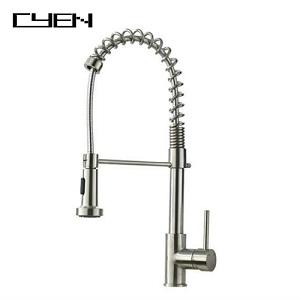 Hot Selling One Hole Stainless Steel Spring Pull Out 2 Functions Brass Brushed Nickel Kitchen Taps