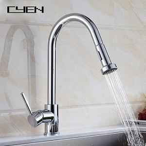 Hot Selling Swivel Spout Chrome Brass Single Hole Pull Out Kitchen Faucet  Hot Selling Swivel Spout Chrome Brass Single Hole Pull Out Kitchen Faucet