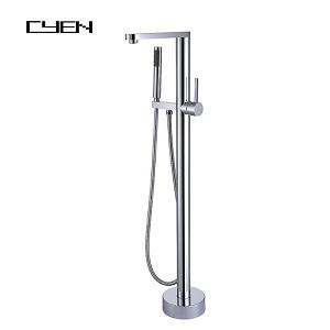 Hot sale bathroom chrome finished free standing upc deck mounted bathtub faucet with shower