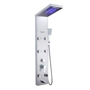 LED Light Rainfall Waterfall Wall-Mount Complete Shower Column Stainless Steel Shower Panel Tower System Shower Panel LED Light Rainfall Waterfall Wall-Mount Complete Shower Column Stainless Steel Shower Panel Tower System Shower Panel