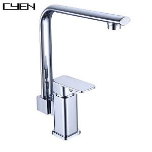 Modern Design Deck Mounted Brass Body Chrome Finish Square Bend Water Save led kitchen faucet  Modern Design Deck Mounted Brass Body Chrome Finish Square Bend Water Save led kitchen faucet