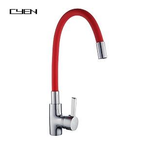 Popular design different color available colorful rubber round pipe deck mounted green kitchen sink tap torneiras da cozinha