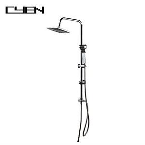 Chrome/Black finish Square Top Brass Main Body Rainfall Wall Mounted Shower Faucet Set Bathroom Chrome/Black finish Square Top Brass Main Body Rainfall Wall Mounted Shower Faucet Set Bathroom